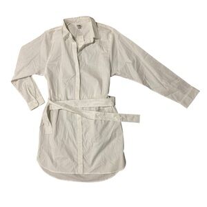 NEW J Crew Crisp Cotton White Shirt Dress Button Front Belted style C3900 Large